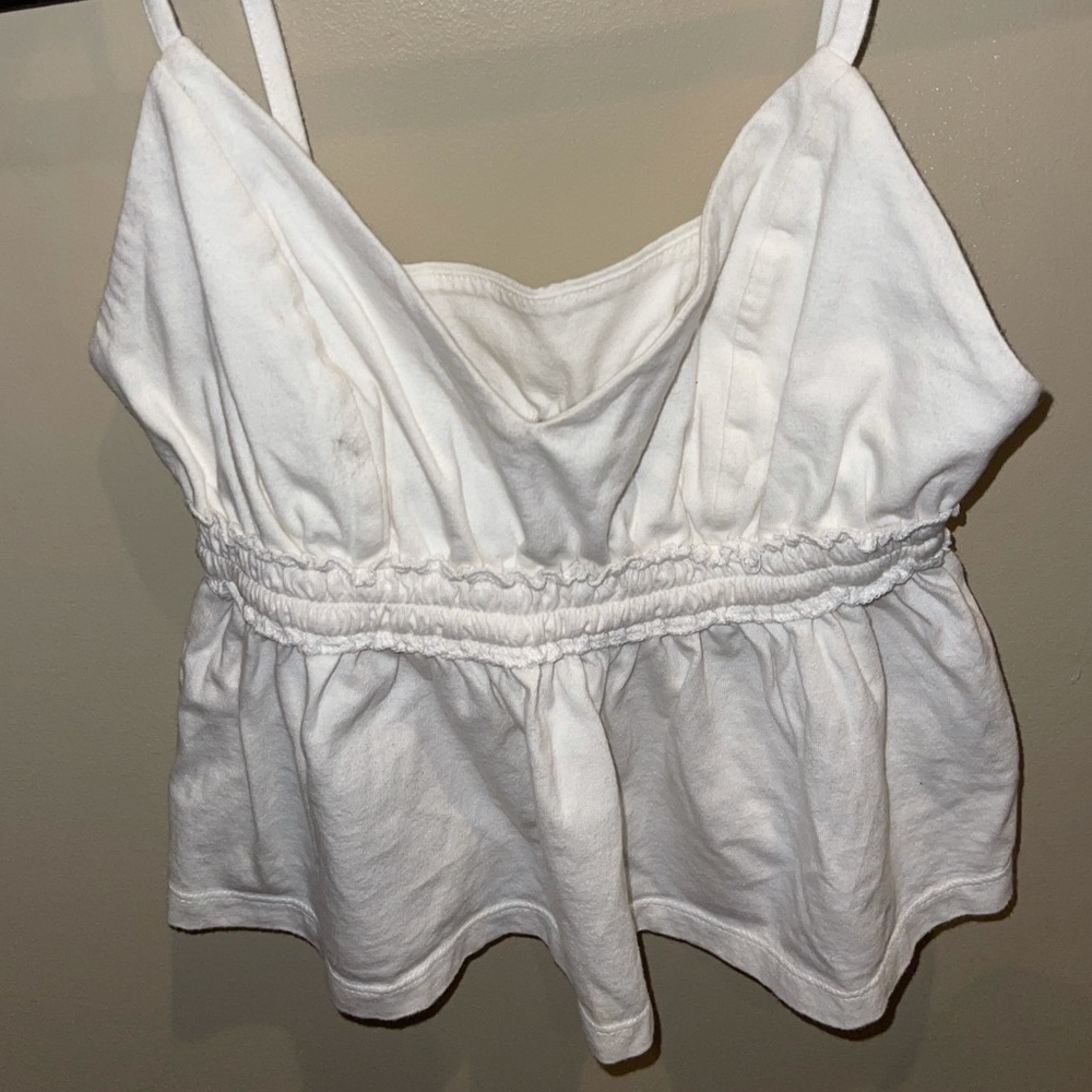 White sinch waist cami top